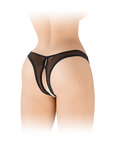 String ouvert avec perles Sophie - noir