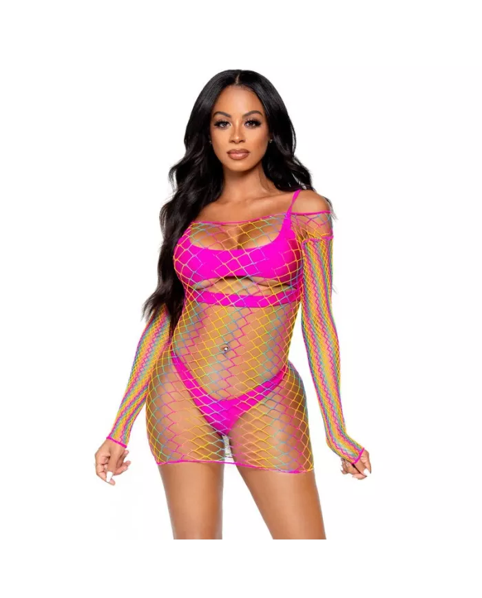 LEG AVENUE - NET ROBE MANCHES LONGUES TAILLE UNIQUE - MULTICOLORE LEG AVENUE - NET ROBE MANCHES LONGUES TAILLE UNIQUE - MULTICOLORE