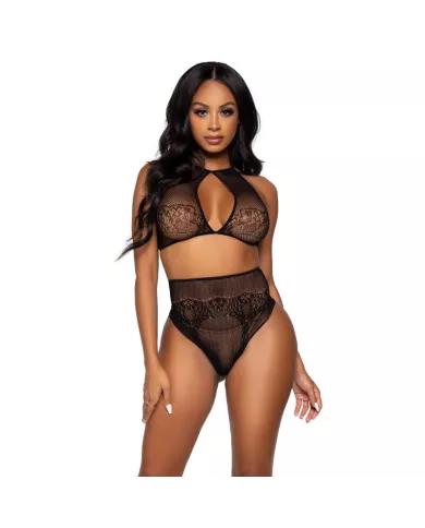 LEG AVENUE - ENSEMBLE DEUX PIÈCES HALTER CROP TOP & THONG CULOTTE TAILLE UNIQUE