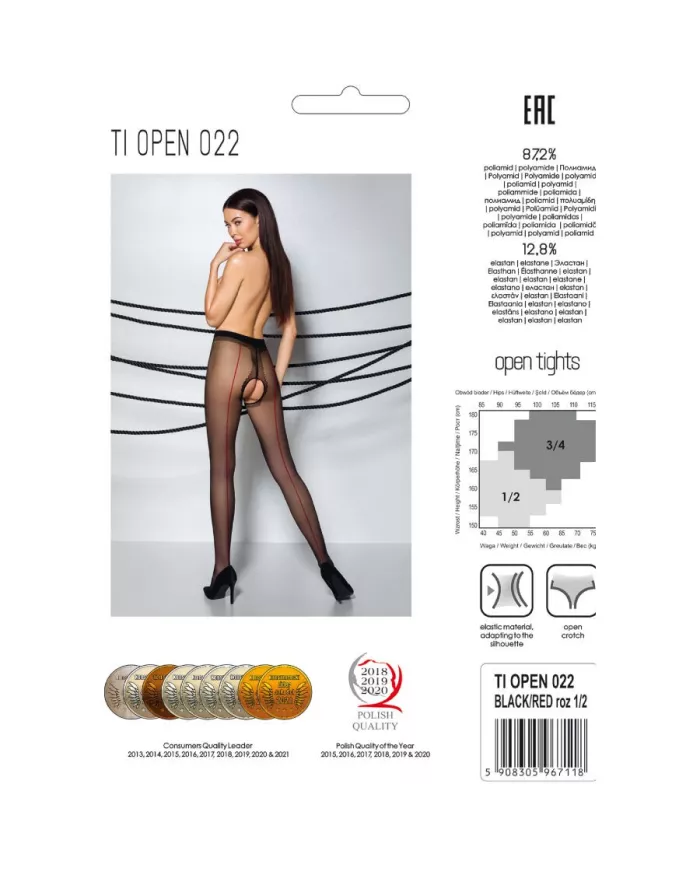 PASSION - TIOPEN 022 COLLANTS NOIR/ROUGE 1/2 20 DEN