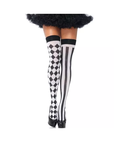 LEG AVENUE - CHAUSSETTES HAUTE ARLEQUIN NOIR/BLANC