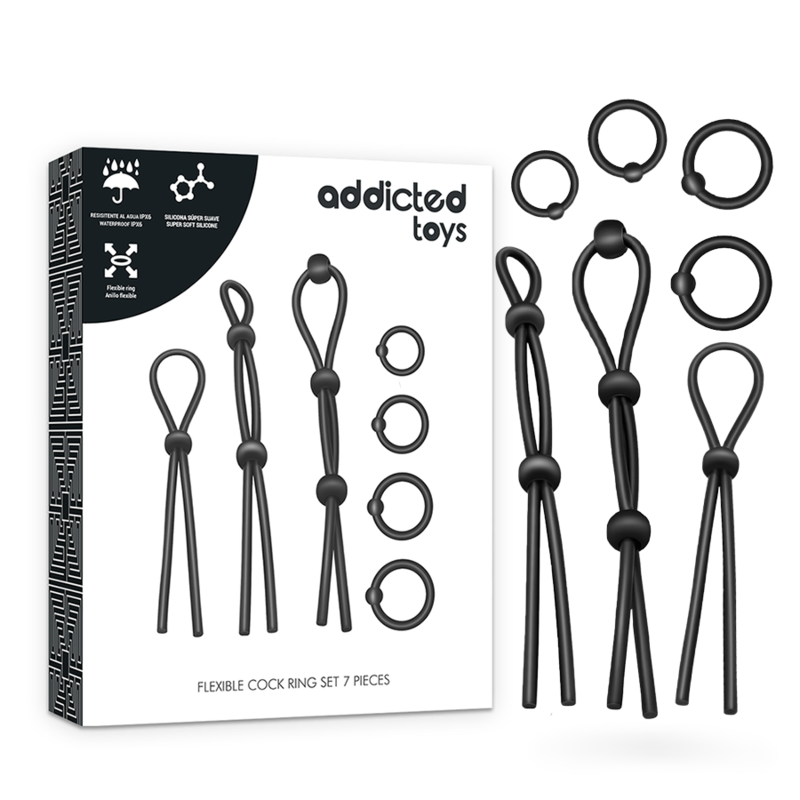 ADDICTED TOYS - ENSEMBLE DANNEAU PÉNIAL FLEXIBLE EN SILICONE 7 PIÈCES ADDICTED TOYS - ENSEMBLE DANNEAU PÉNIAL FLEXIBLE EN SILICONE 7 PIÈCES – Image 1