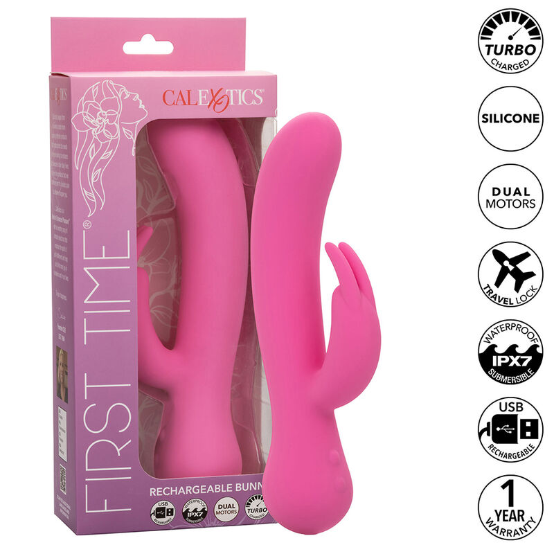 CALEXOTICS - FIRST TIME VIBRATEUR LAPIN RECHARGEABLE ROSE CALEXOTICS - FIRST TIME VIBRATEUR LAPIN RECHARGEABLE ROSE – Image 1
