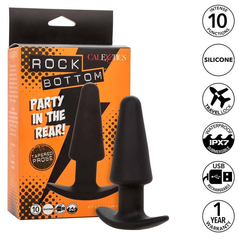 CALEXOTICS - ROCK BOTTOM TAPERED ANAL PLUG 10 VIBRATIONS SILICONE NOIR CALEXOTICS - ROCK BOTTOM TAPERED ANAL PLUG 10 VIBRATIONS SILICONE NOIR – Image 1