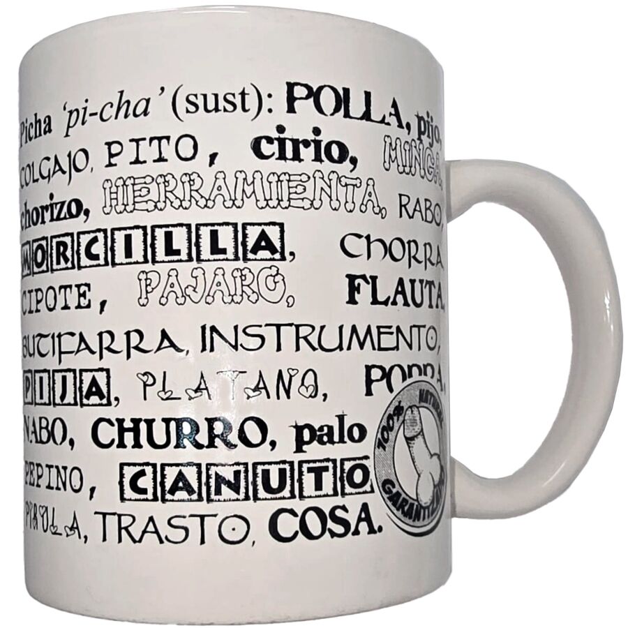 DIABLO PICANTE - TASSE BLANCHE AVEC SYNONYMES DE PÉNIS 370 ML DIABLO PICANTE - TASSE BLANCHE AVEC SYNONYMES DE PÉNIS 370 ML – Image 1