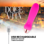 DOLCE VITA - VIBRATEUR RECHARGEABLE CINQ ROSE 7 VITESSES – Image 4