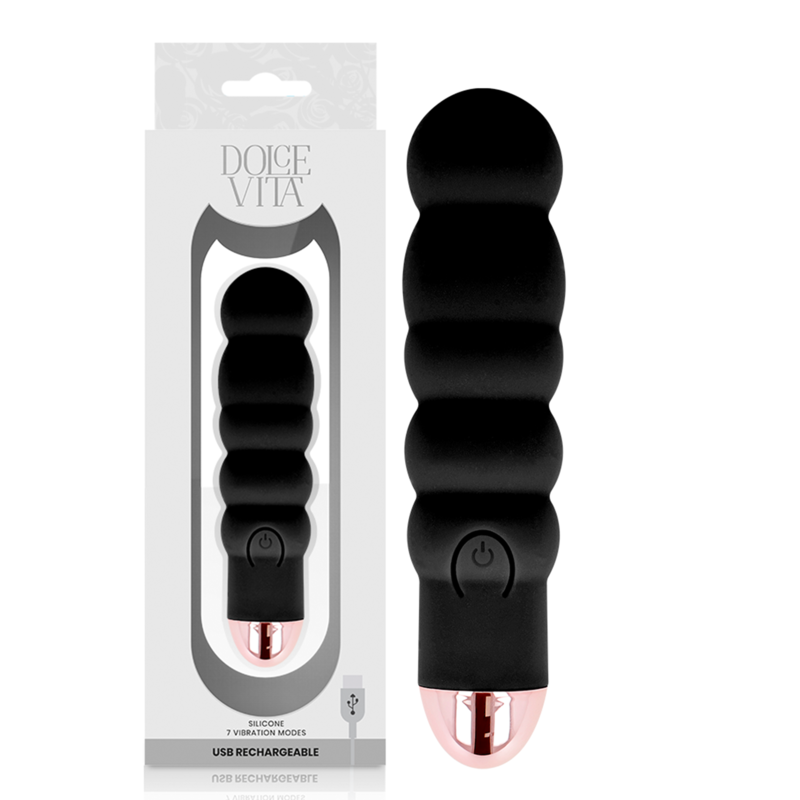 DOLCE VITA - VIBRATEUR RECHARGEABLE SIX NOIR 7 VITESSES DOLCE VITA - VIBRATEUR RECHARGEABLE SIX NOIR 7 VITESSES – Image 1