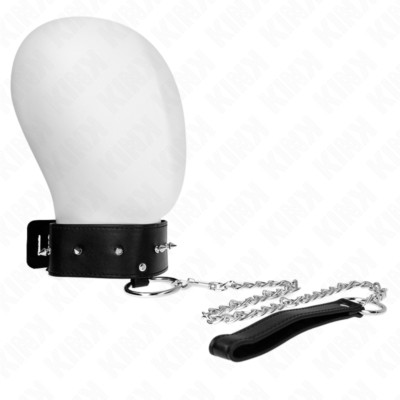 KINK - COLLIER 65 CM AVEC LAISSE AVEC CLOUS ARGENTÉS MODÈLE 2 RÉGLABLE 36-43 CM X 5 CM KINK - COLLIER 65 CM AVEC LAISSE AVEC CLOUS ARGENTÉS MODÈLE 2 RÉGLABLE 36-43 CM X 5 CM – Image 1