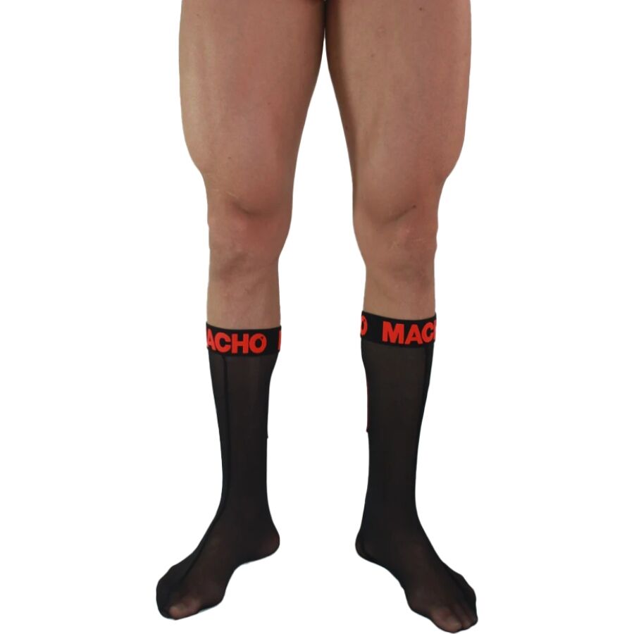 MACHO - CHAUSSETTES FINES TAILLE UNIQUE NOIR/ROUGE MACHO - CHAUSSETTES FINES TAILLE UNIQUE NOIR/ROUGE – Image 1