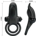 PRETTY LOVE - DOUBLE ANNEAU VIBRANT + STIMULATEUR DE CLITORIS 10 VIBRATIONS NOIR – Image 5