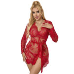 SUBBLIME - 953782 CHEMISIER DE NUIT EN DENTELLE + STRING ROUGE L/XL – Image 2